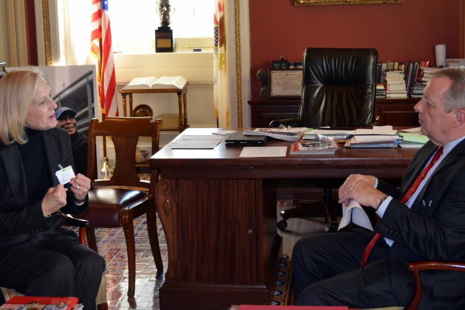 U.S. Senator Dick Durbin (D-IL) met with PBS President Paula Kerger to discuss public broadcasting issues.